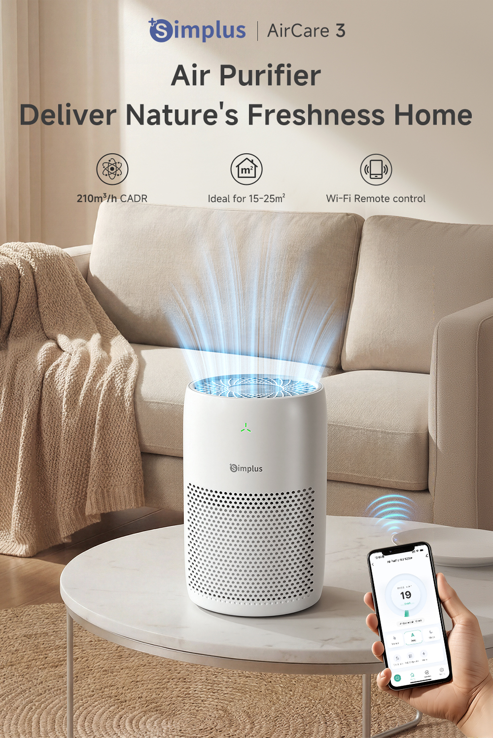 Simplus Air Purifier | Small Space Expert (15-25㎡) | Quiet, Energy ...