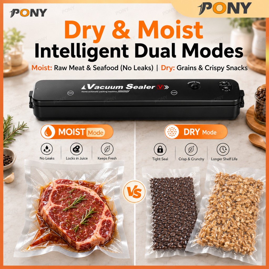 [FREE 50pcs Bags] PONY Vacuum Sealer Machine Automatic Food Preserver ...