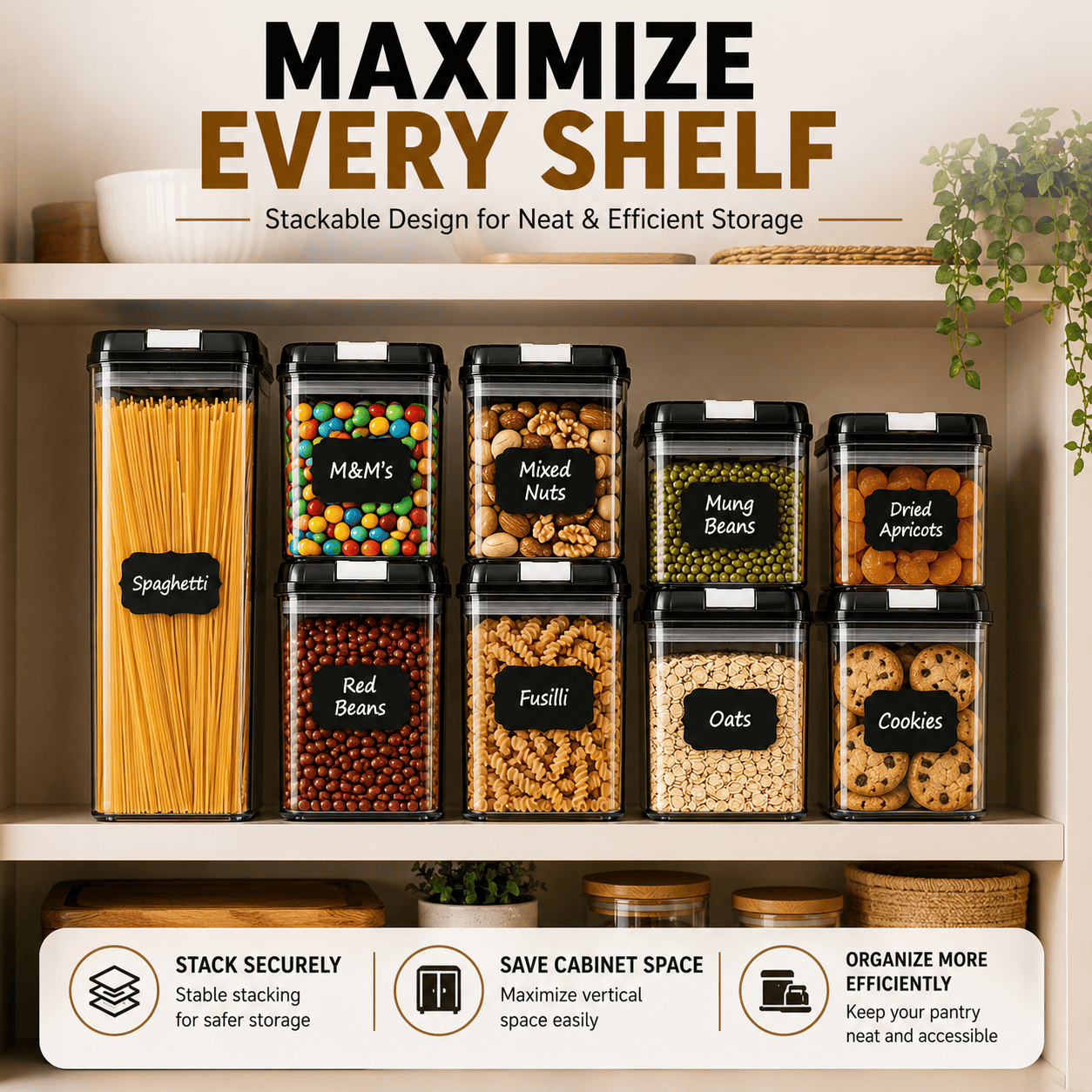 Airtight Food Container Set - Kitchen & Pantry Organization Containers ...