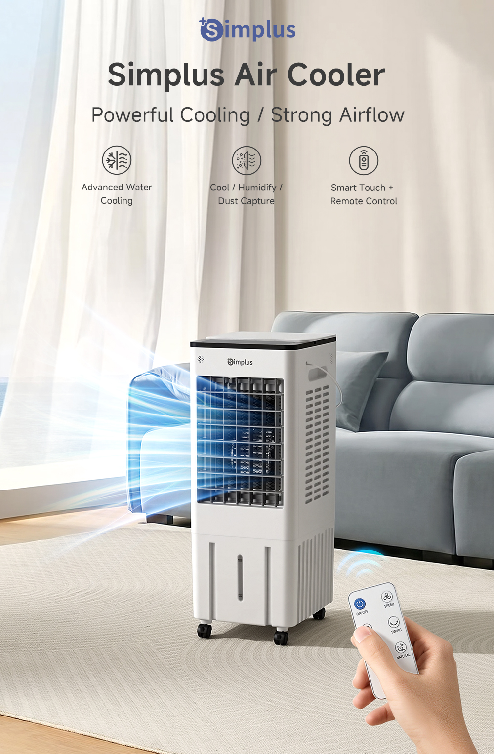 [New Launch] Simplus Air Cooler | 10L Water Tank | 8M Distance Airflow ...