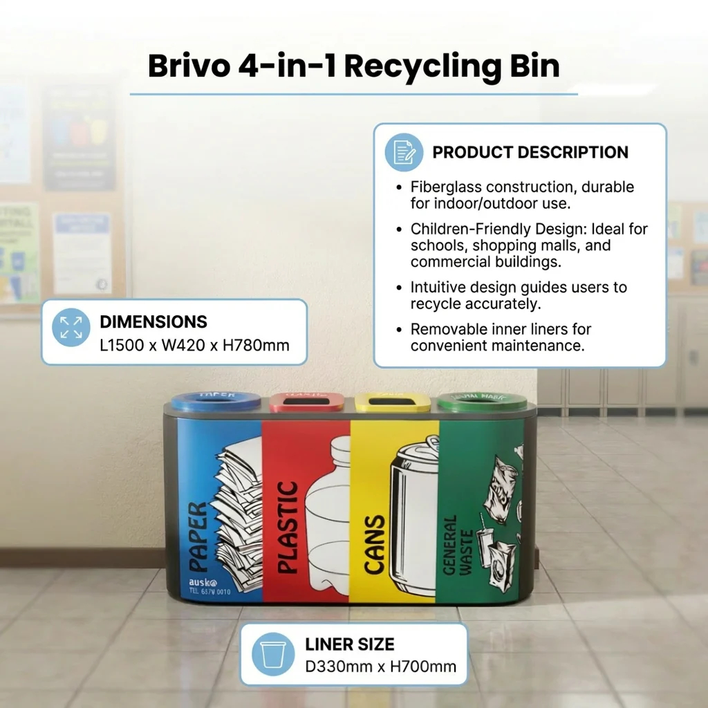 AUSKO | Brivo Recycling Bin System | Multisize | Open Top | Recycling ...