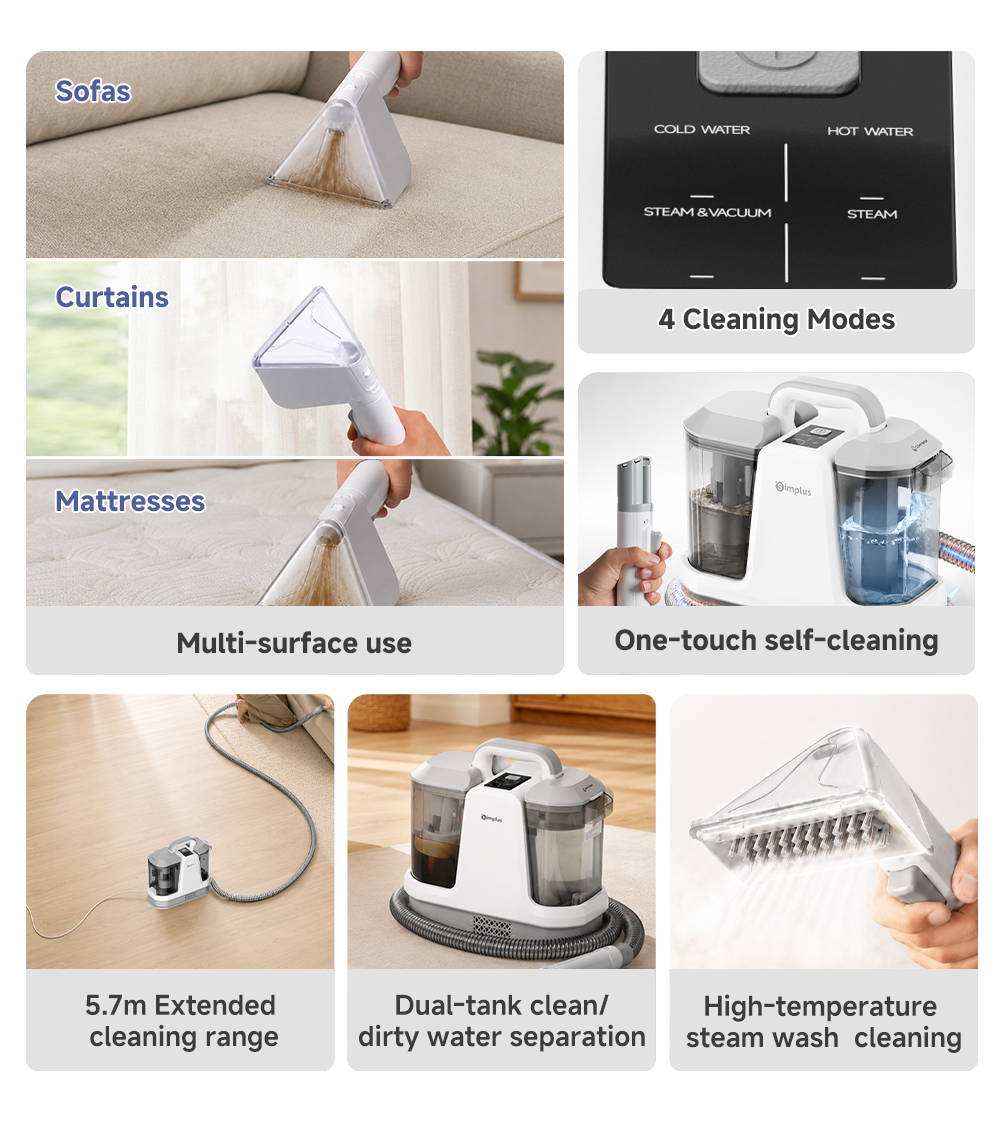 [New Launch] Simplus Spot & Fabric Cleaner | 100℃ Steam + 65℃ Hot Water ...
