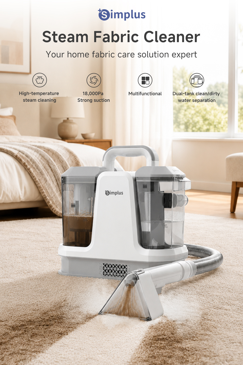 [New Launch] Simplus Spot & Fabric Cleaner | 100℃ Steam + 65℃ Hot Water ...