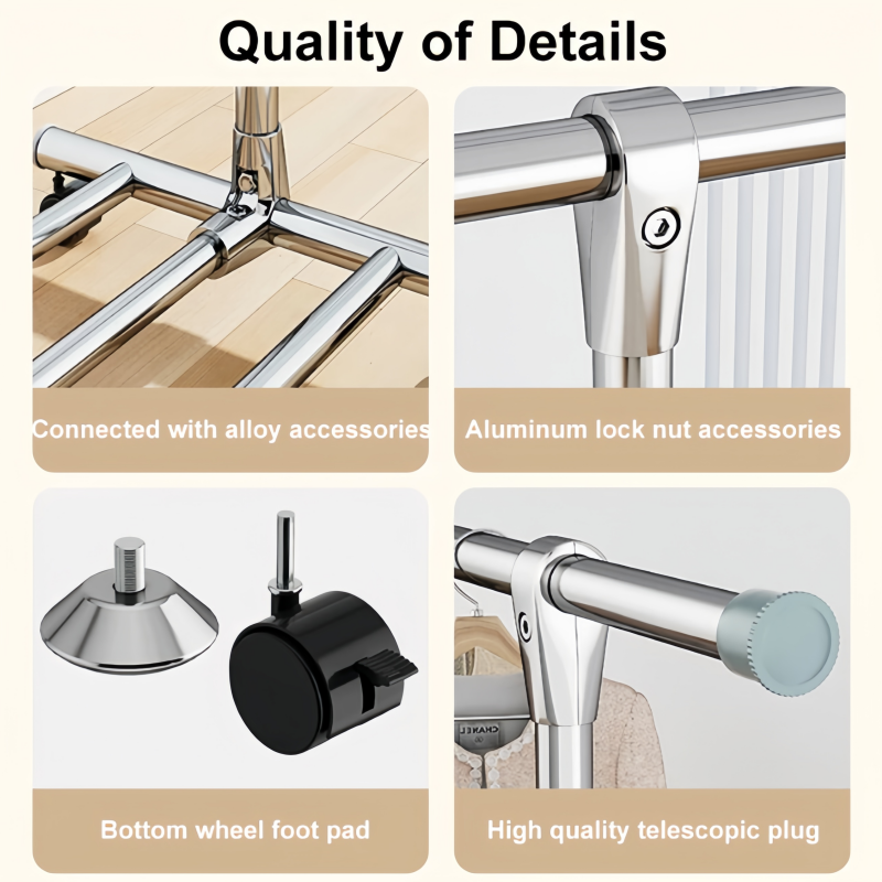 Stainless Drying Rack Double Rod Extendable Clothes Rack Bottom Storage ...