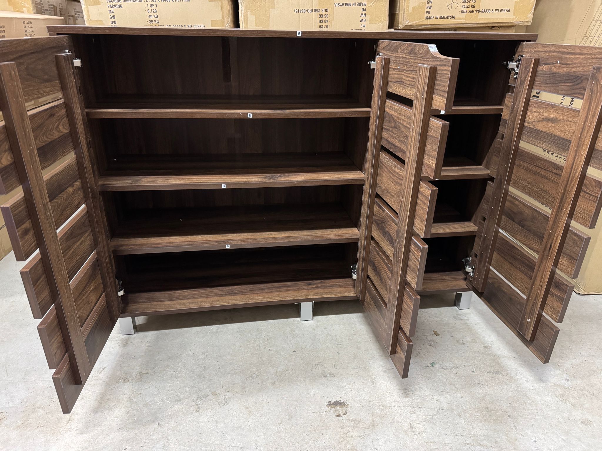 Flexidesignx YUMI 3 Door Shoe Rack, No Smell, 20 Shoes, Walnut/Natural ...