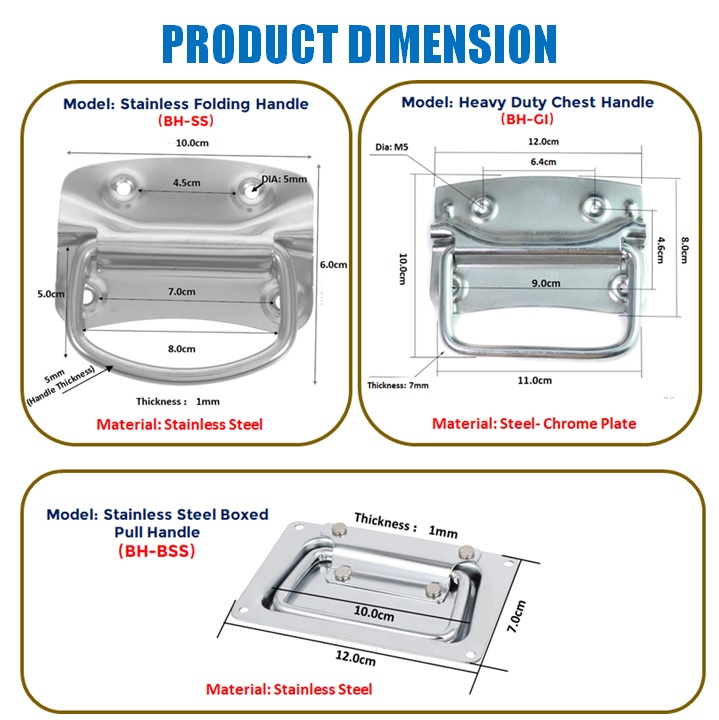 HEAVY DUTY GI BOX HANDLE/ WOODEN CHEST SS BOX HANDLE/ FOLDING PULL ...