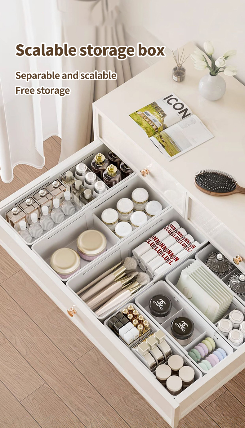 (HOME+) Scalable Storage Box Drawer Desktop Cosmetics Partition Storage ...