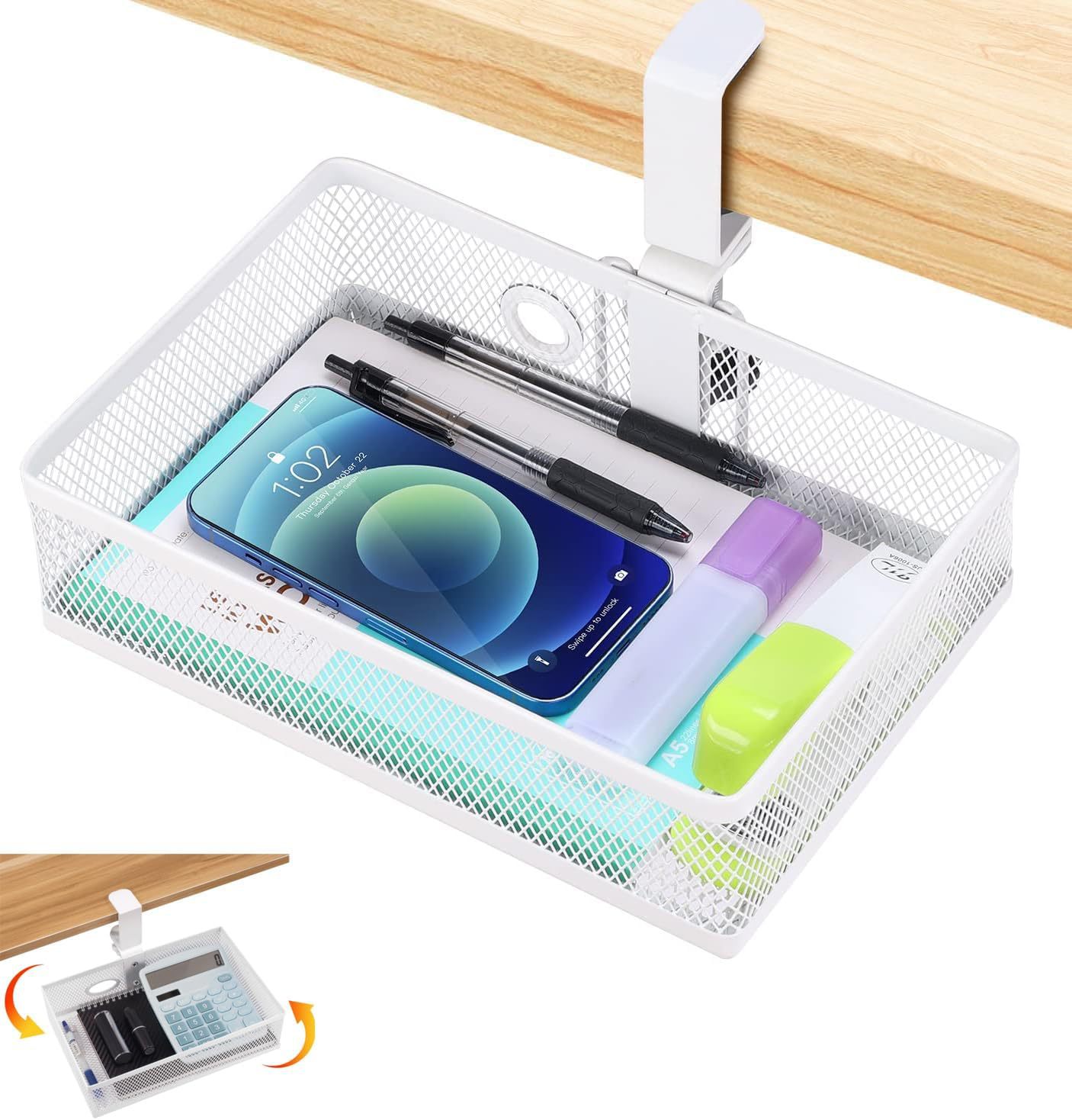 Under Desk Drawer Organizer Hiden under desk 360 degree rotating Desk ...