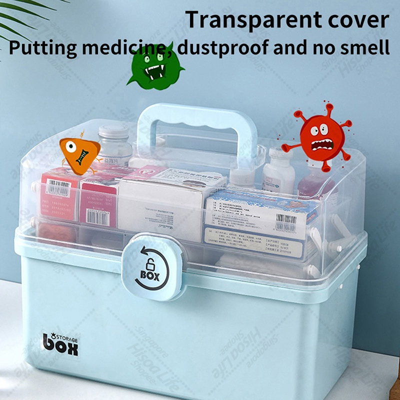 Hisoa Large Medicine Box Portable Emergency Box Family Medicine ...
