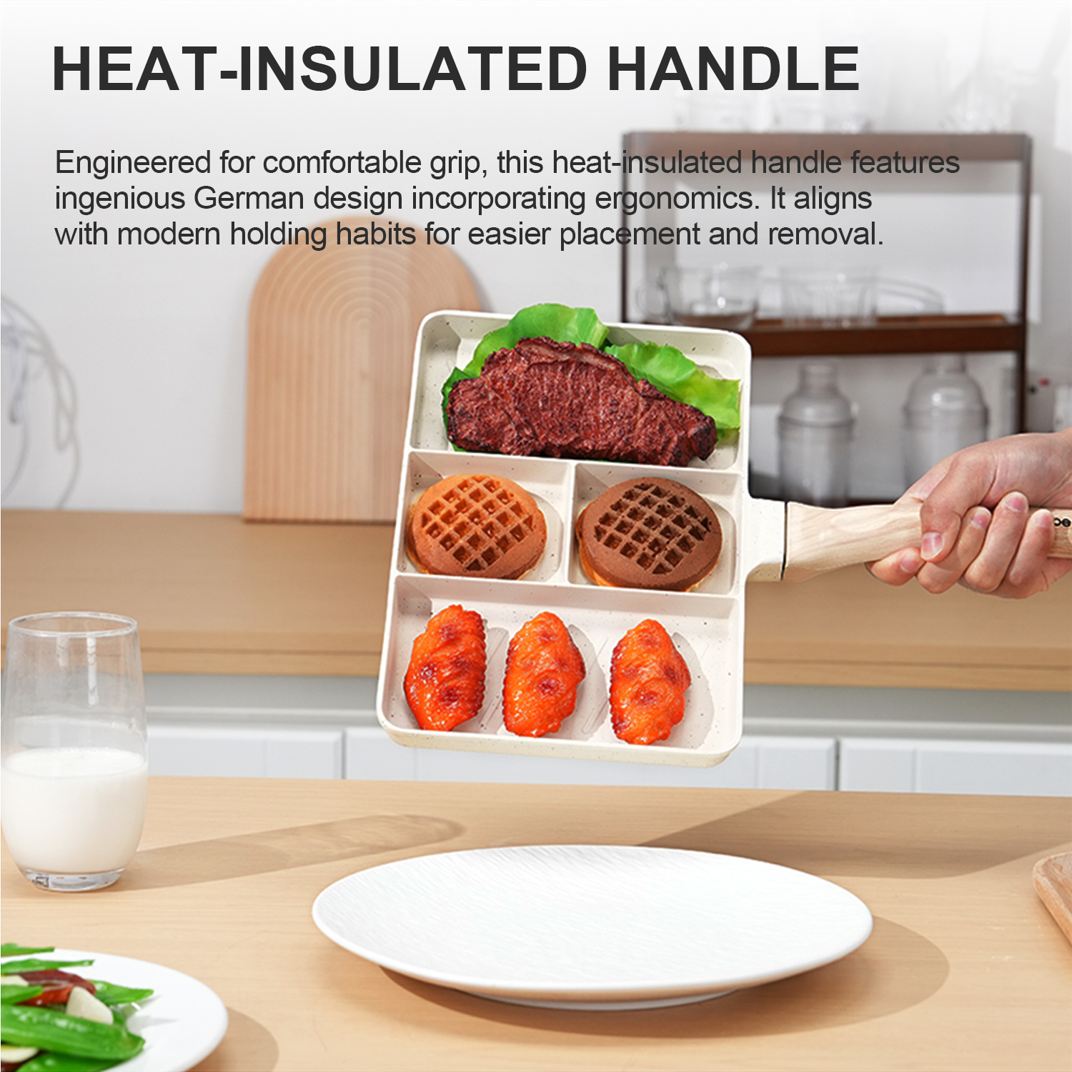 SUPVIBE 4 in 1 Multifunctional breakfast pan, divided - grid flat ...