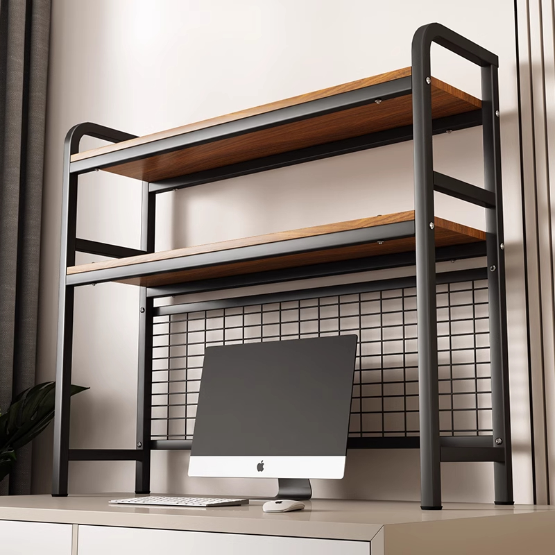 Desktop shelf bookshelf simple desk multi-tier storage shelf with grid ...