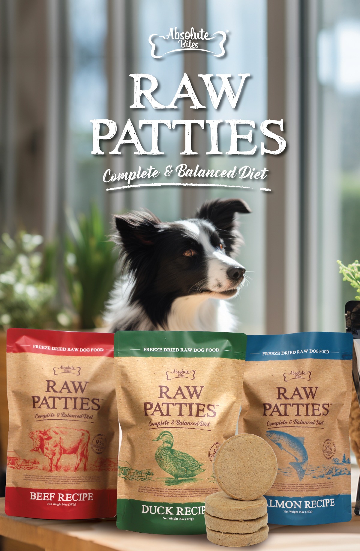 Absolute Bites Freeze Dried Raw Patties Dog Food (14oz /50± pieces ...