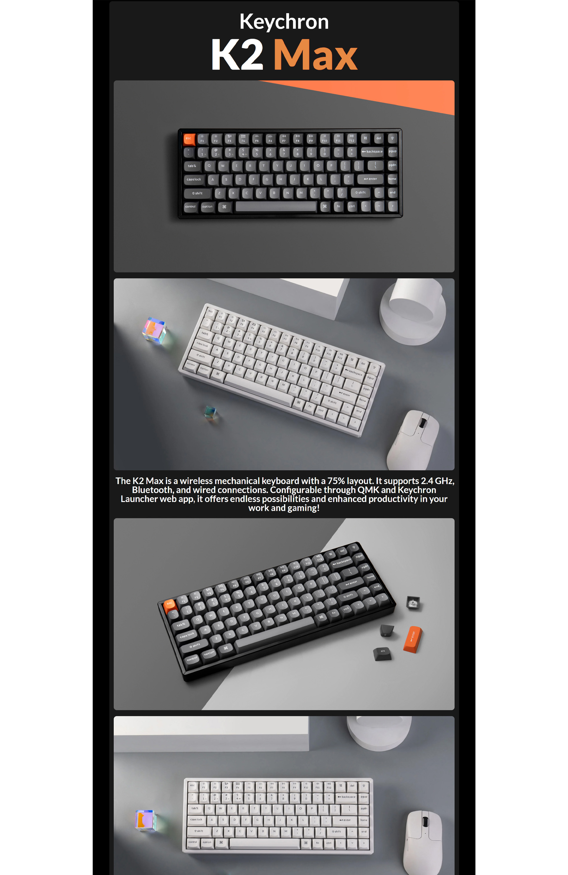 Keychron K2 Max Wireless Custom Mechanical Keyboard | Shopee Singapore