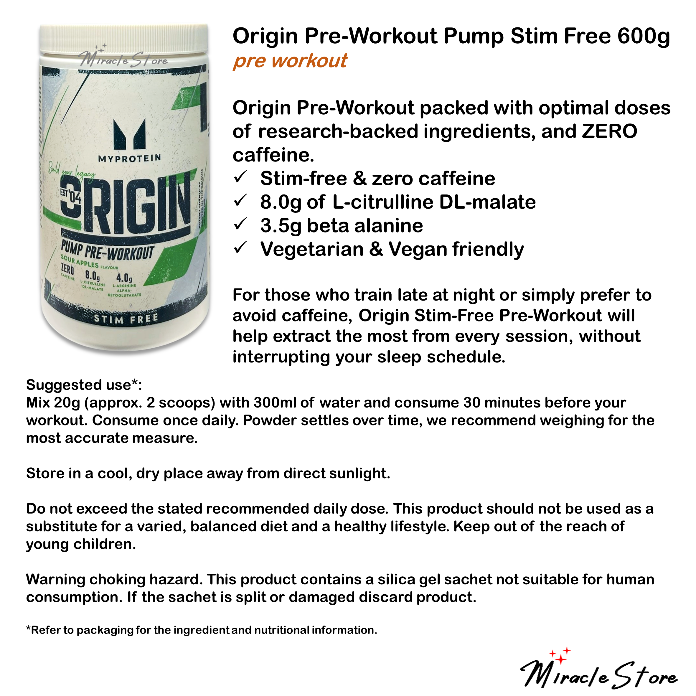 Myprotein Origin Pre Workout Alpha 600g Caffeine Pump Pre Workout 600g ...