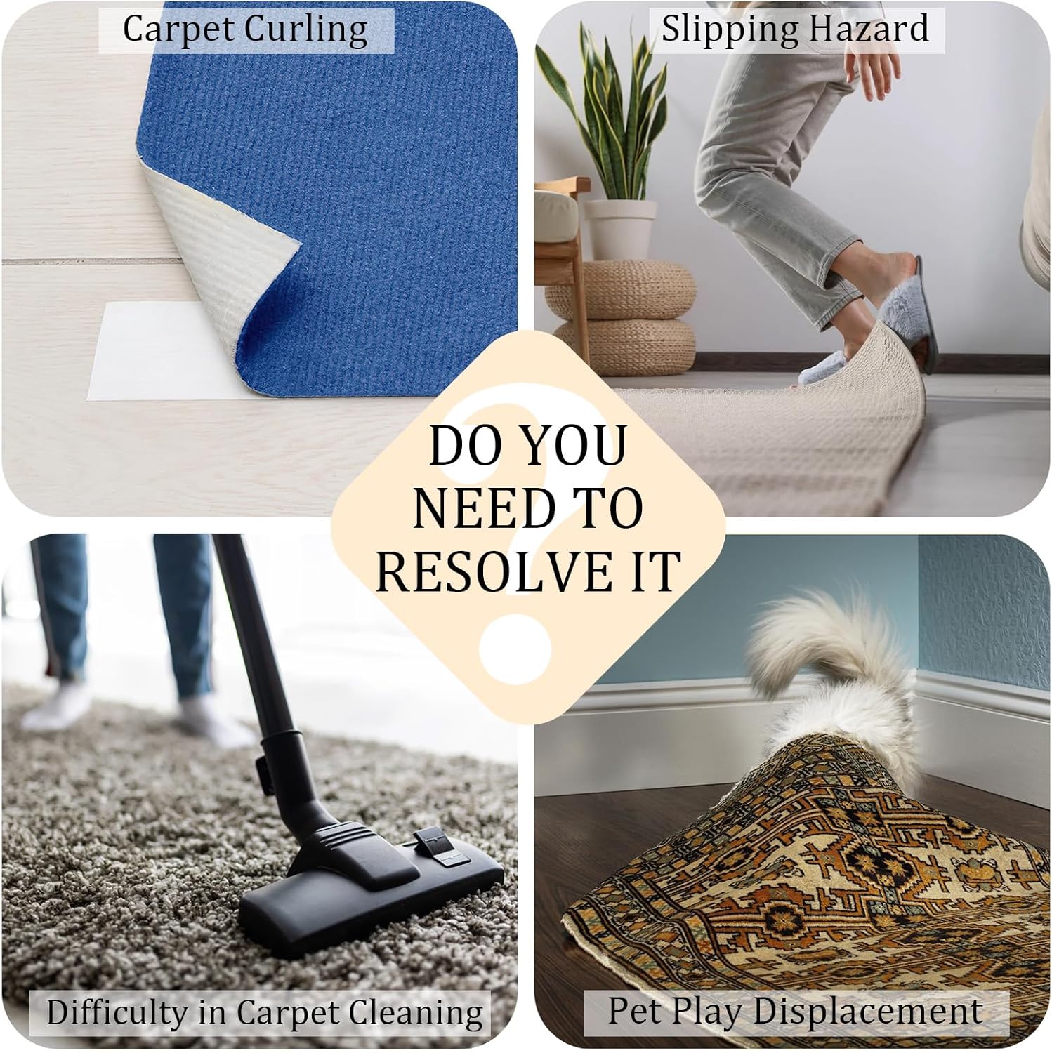 【SG】8Pcs Carpet Stopper Tape Non Slip Rug Tape Reusable Rug Pads ...