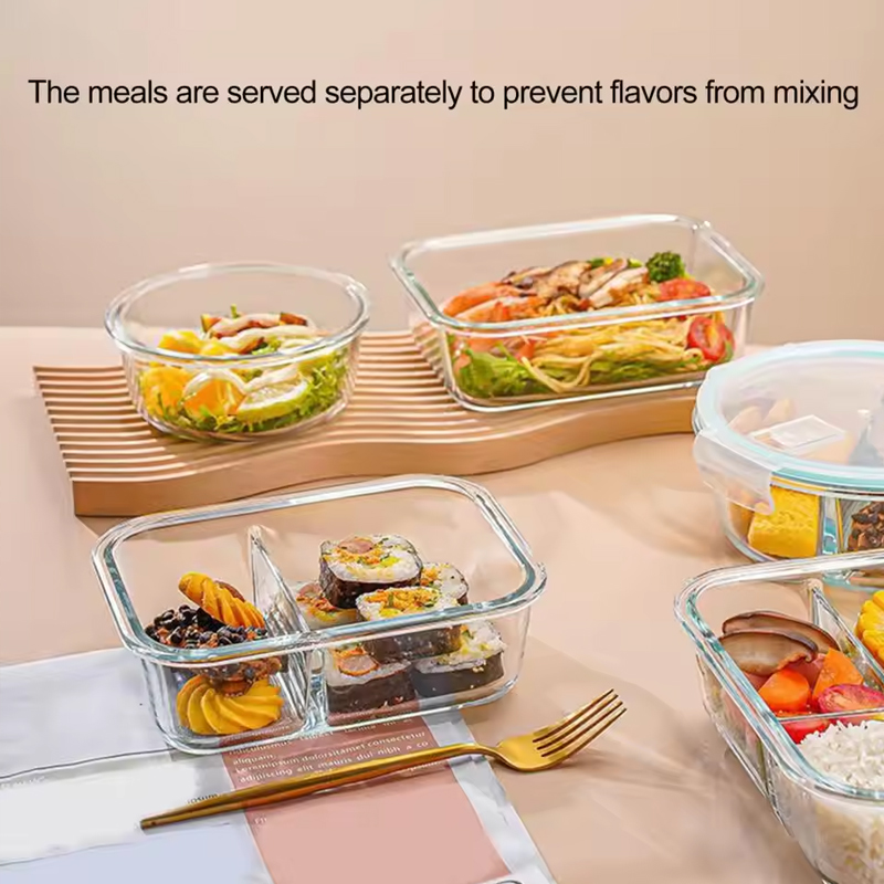 [SG Stock] Glass Food Container Air-tight Glass Lunch Box Microwaveable ...