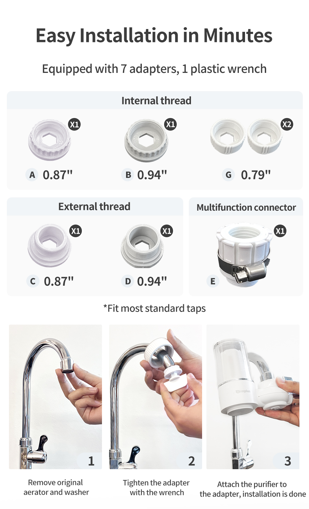 Simplus Kit Tap Water Purifier丨0.01µm Ultrafiltration filter丨2L/Min ...