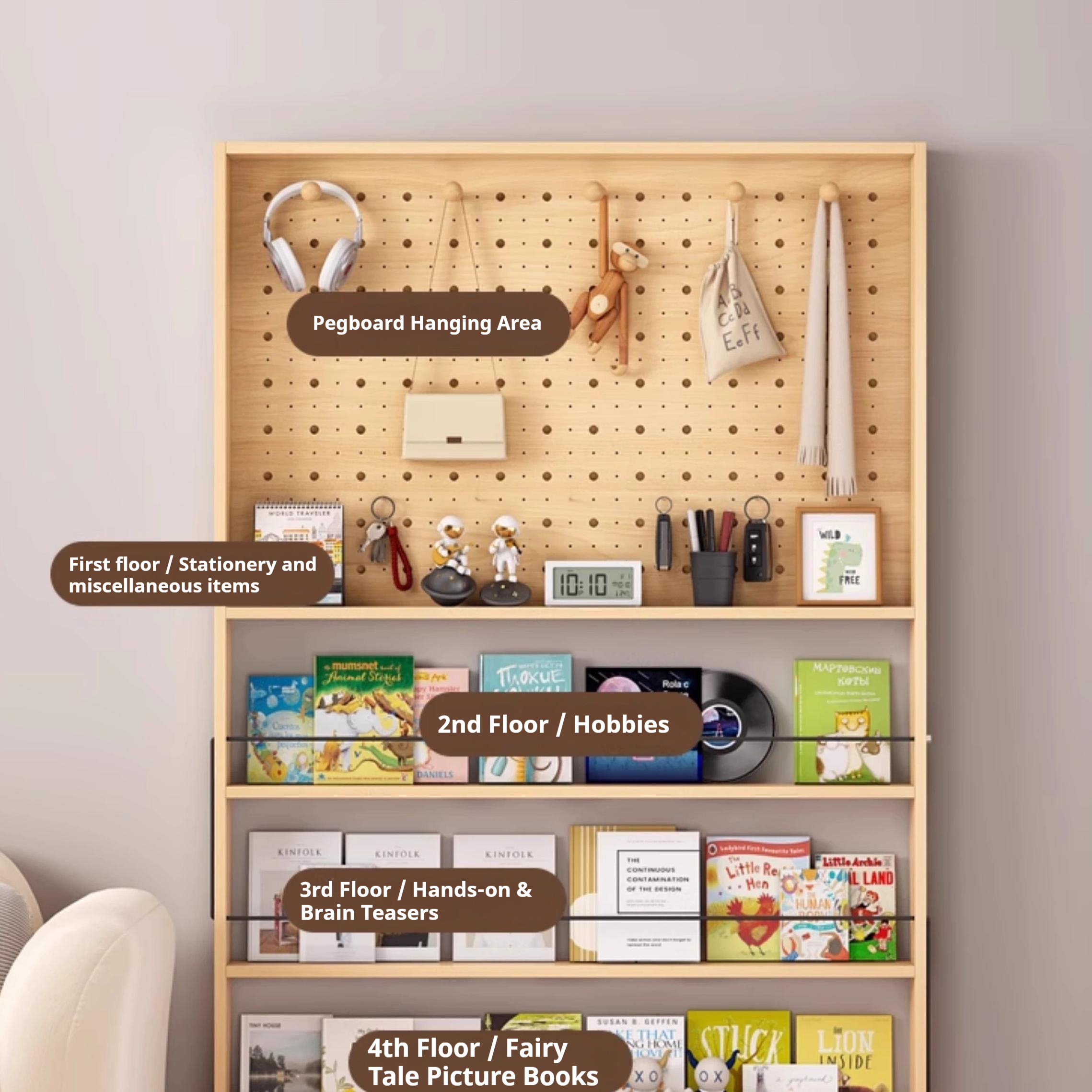 Serene Furniture Ultra-thin Storage Rack Solid Wood Display Rack Wall ...