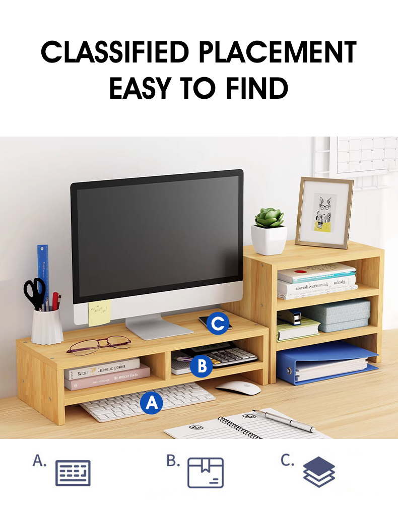 HXR Wooden Monitor Height Increasing Bracket Drawer-type Desktop ...