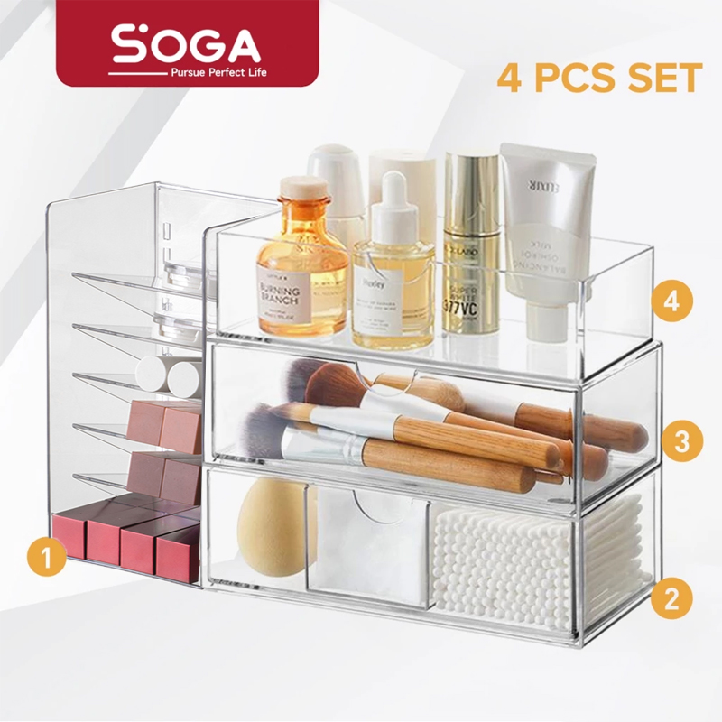 (SG) SOAG Clear Stackable Acrylic Makeup Organizers Cosmetic Organizer ...
