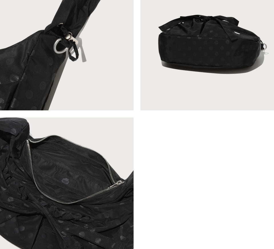 COVERNAT Clover Heart Shirring Medium Nylon Hobo Bag - 5