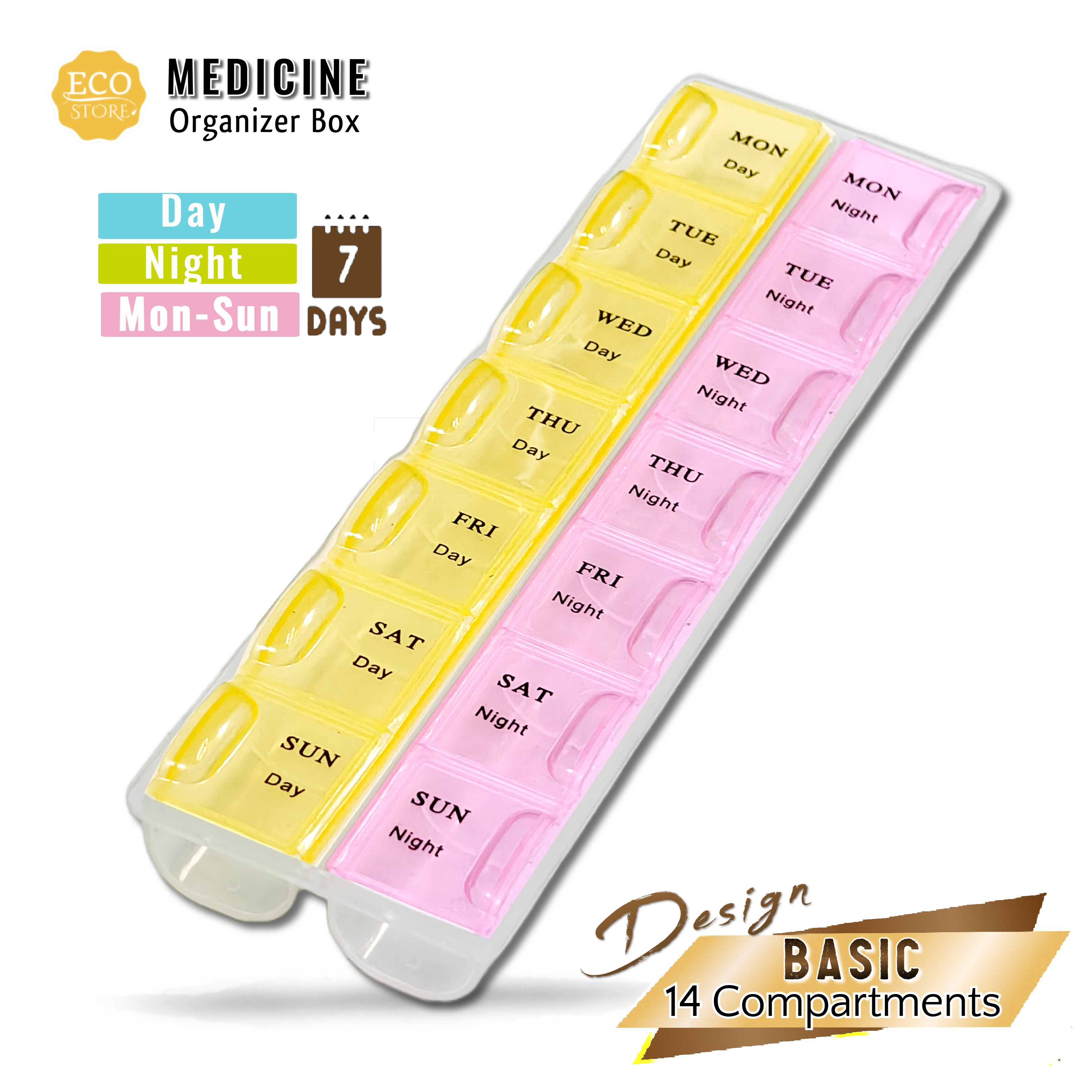 Eco-Store (2 Pcs) Medicine Box Pill Cutter Spilt Organizer Medication ...