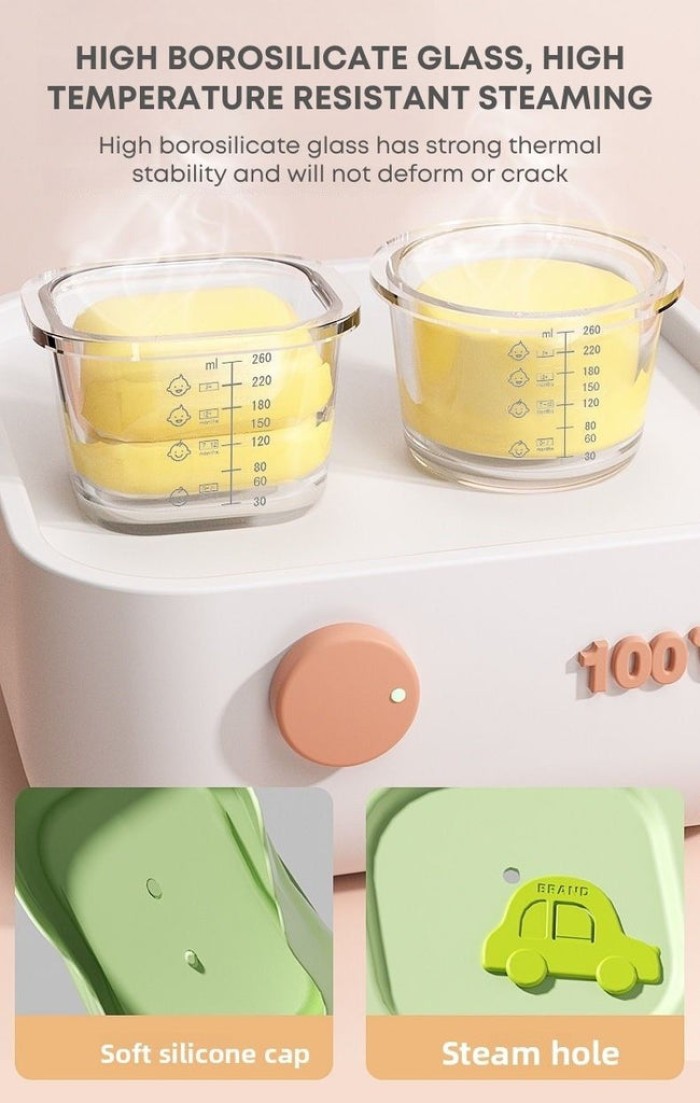 Biomom Glass Portion Food Jar with Lid, 2pk (6 Designs) | 100-260ml ...