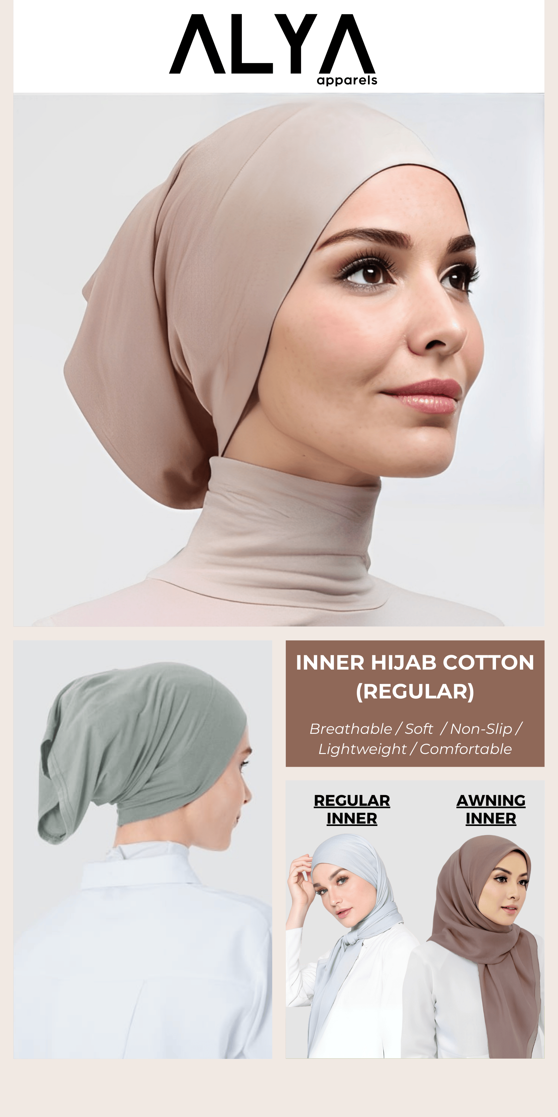 Inner Hijab Cotton ( Alya Apparels / Tube / Innercap / Innera / Anak ...