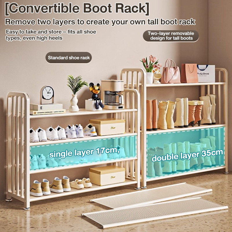 LUXES Metal Mesh Shoe Rack Multi-Tier Stainless Steel Shoe Organizer ...