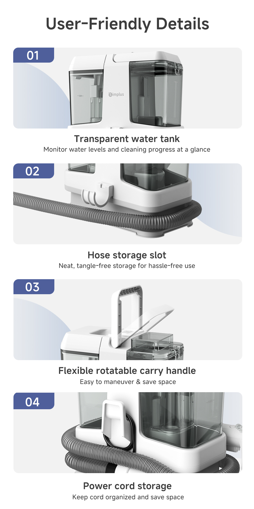 Simplus Spot & Fabric Cleaner | 12,000Pa Suction | 2.5kg Lightweight ...
