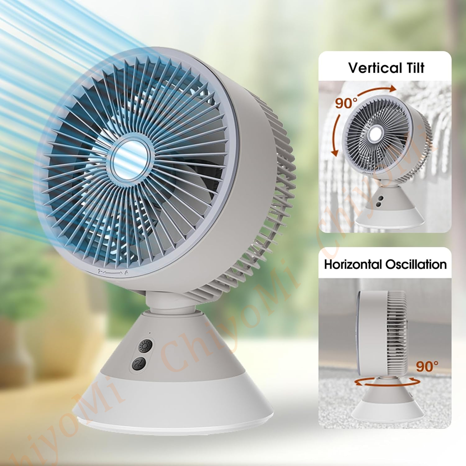 table fan small fan portable fan 4000mah Chargeable 360° Rotation mini ...