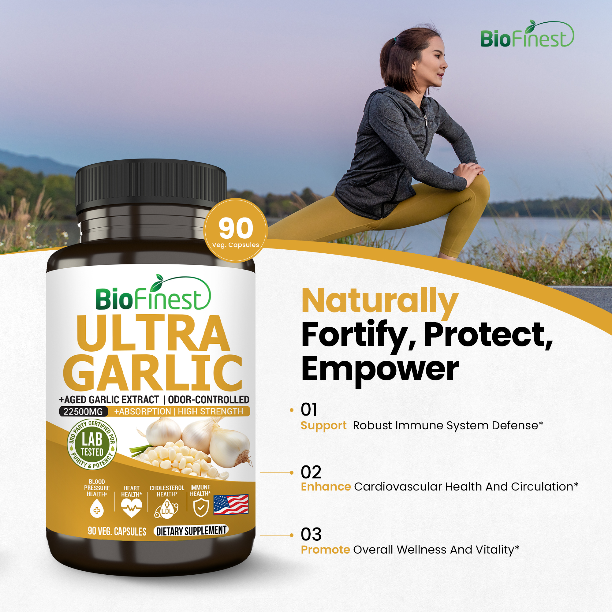 Biofinest Ultra Garlic Supplement - Odor Controlled Aged Garlic Extract ...