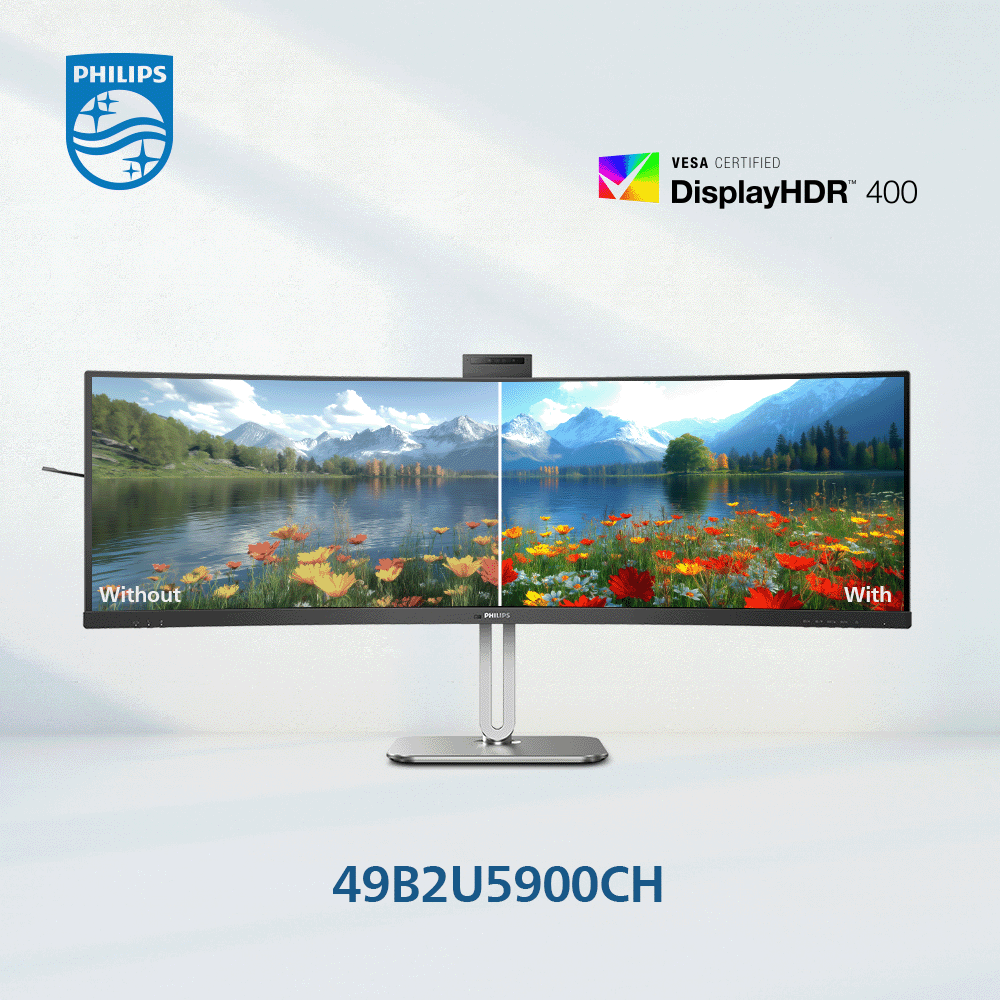 Philips 49B2U5900CH 32:9 Dual QHD SuperWide Curved Monitor with USB-C ...