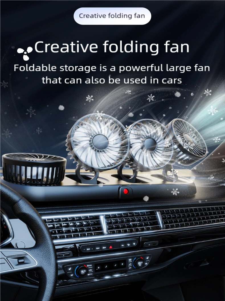 [SG] 2 / 3 /4 Head Car Fan. 3 Speed Cooler Air Cooling 360 Degree ...