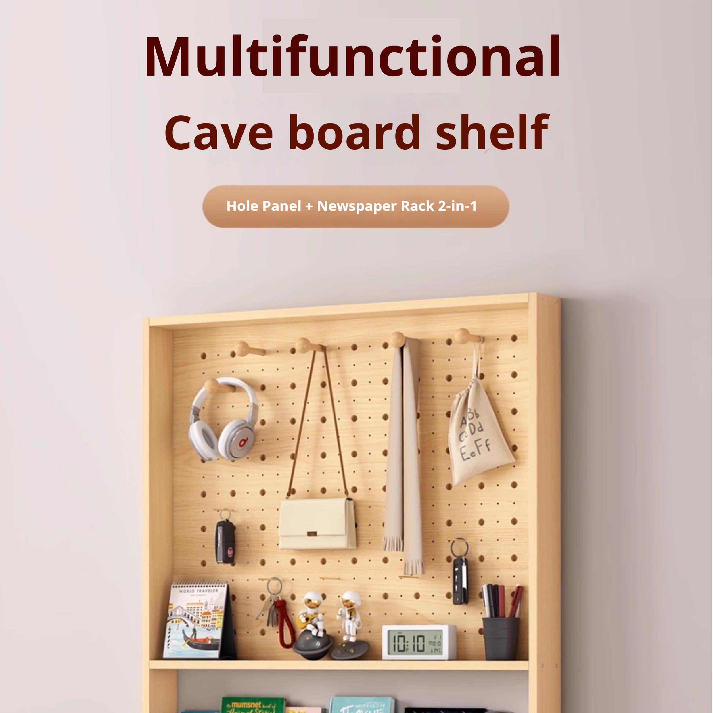 Serene Furniture Ultra-thin Storage Rack Solid Wood Display Rack Wall ...