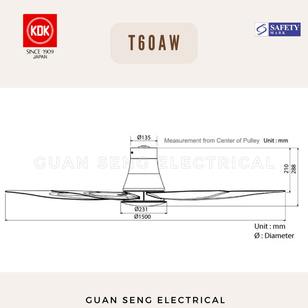 KDK T60AW DC Motor Ceiling Fan with Remote Control | Guan Seng ...