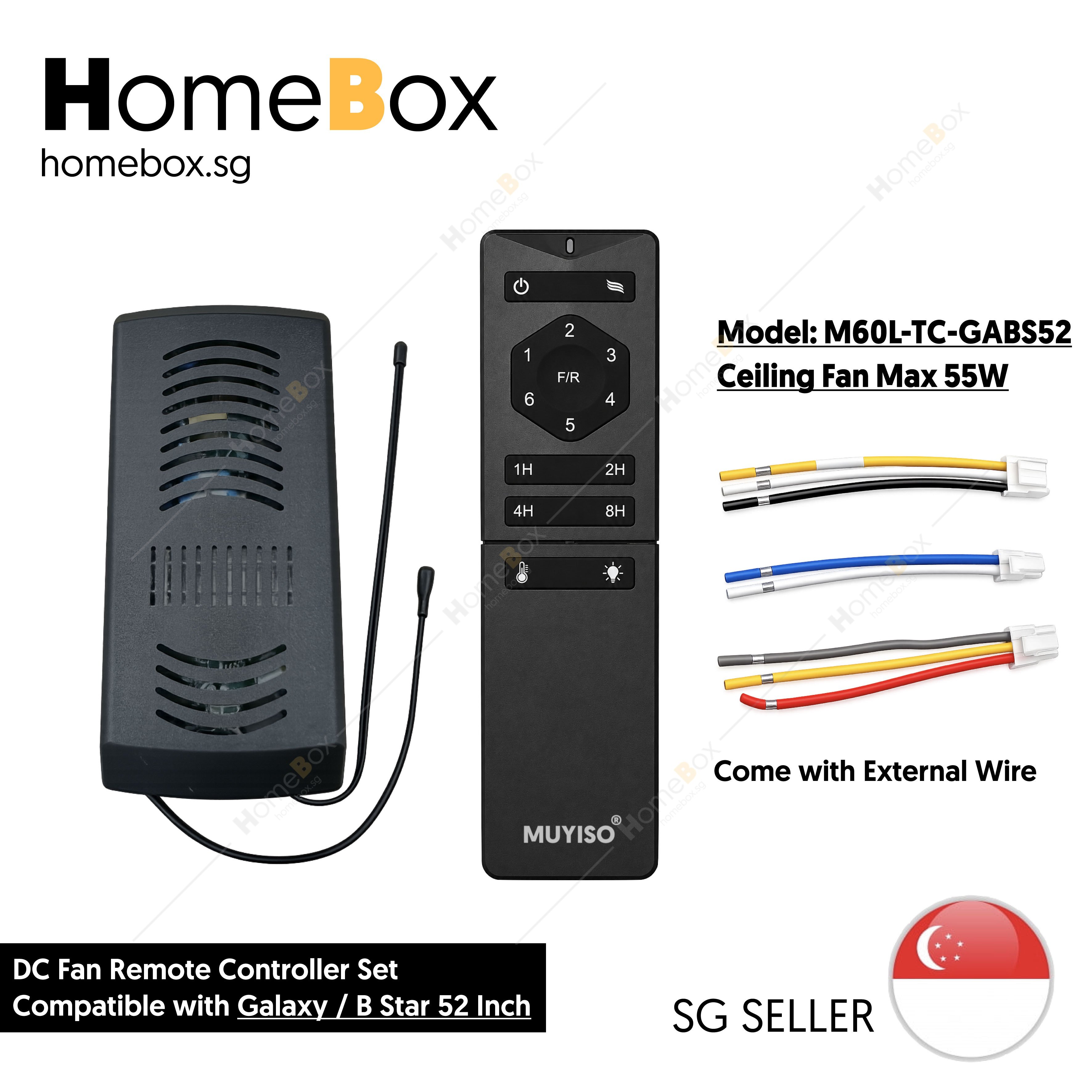 HomeBox 🇸🇬 DC Ceiling Fan Remote Control Kit with Receiver for DC motor ...