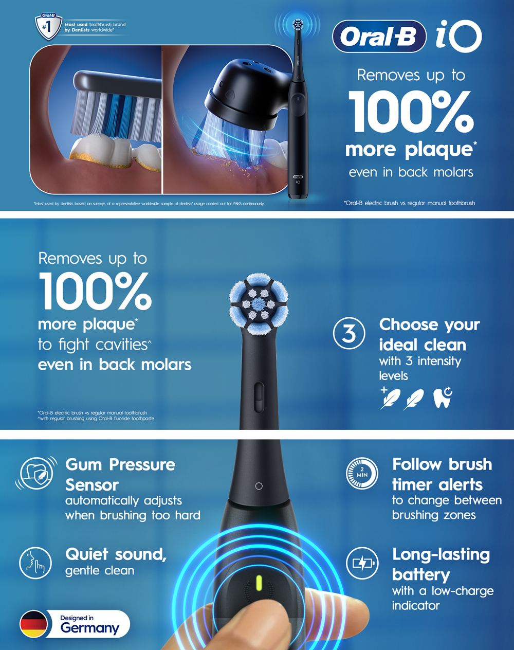 Oral-B iO Series 2 Electric Toothbrush iO2 Clean and Gum Protect 3 ...
