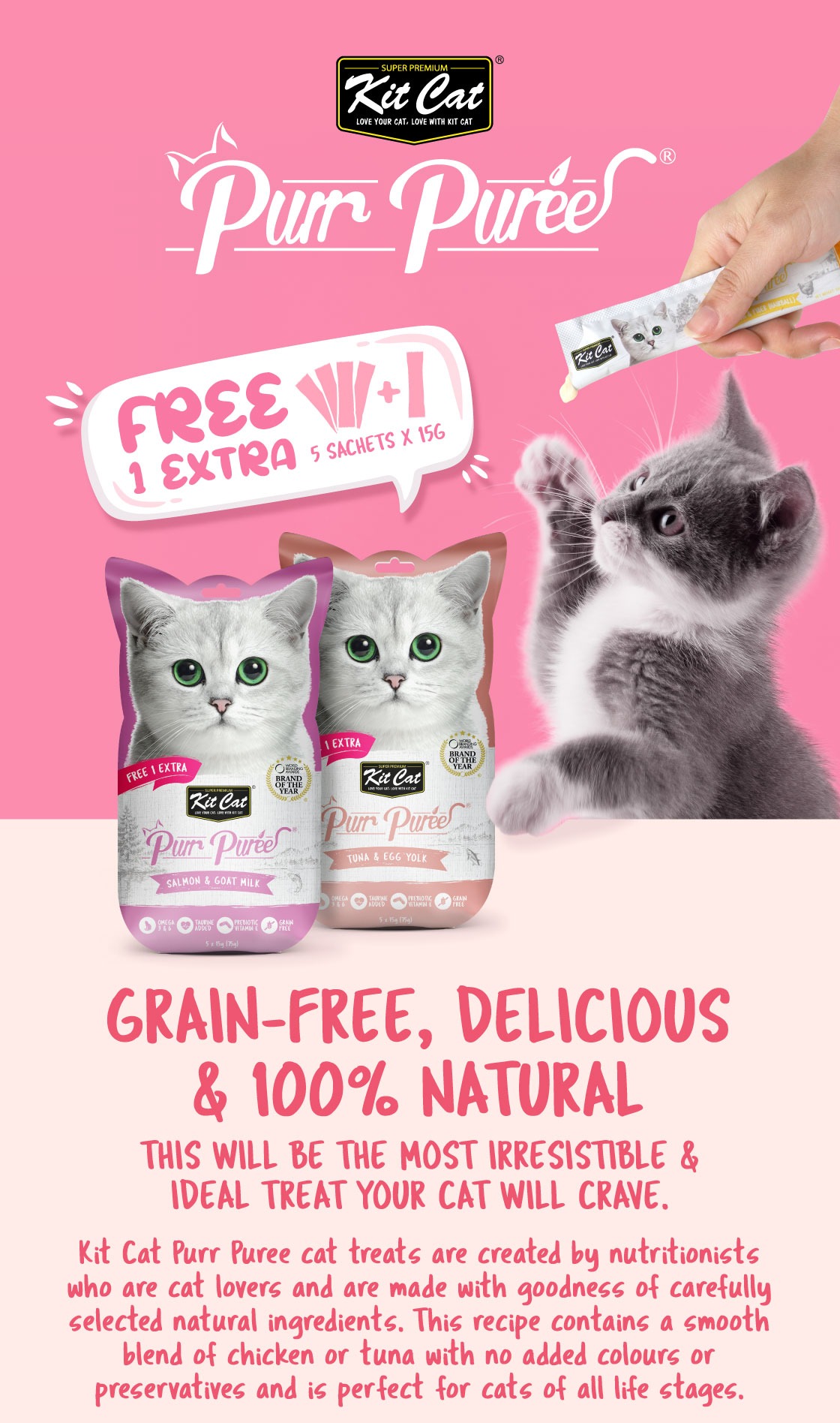 Kit Cat Purr Puree Liquid Cat Treat (15g x 5's) | Better Hydration ...