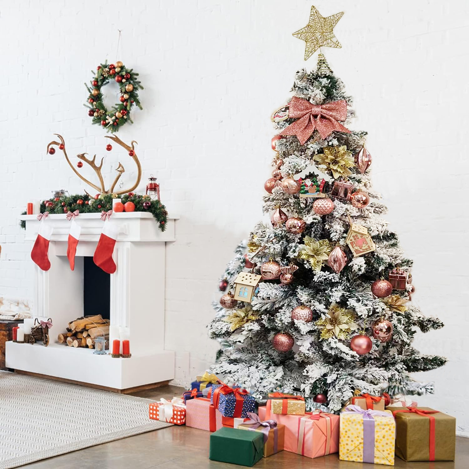 [V.Home] Free LED light! Luxury Snowing Christmas Tree /Slim Pencil