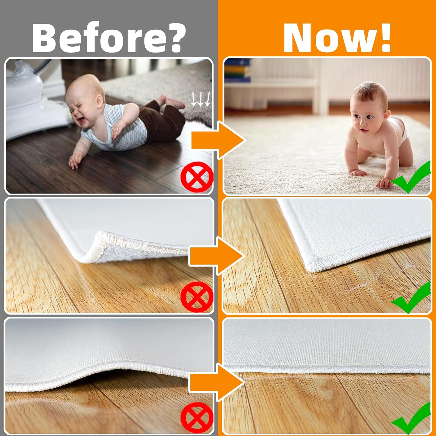 【SG】8Pcs Carpet Stopper Tape Non Slip Rug Tape Reusable Rug Pads ...