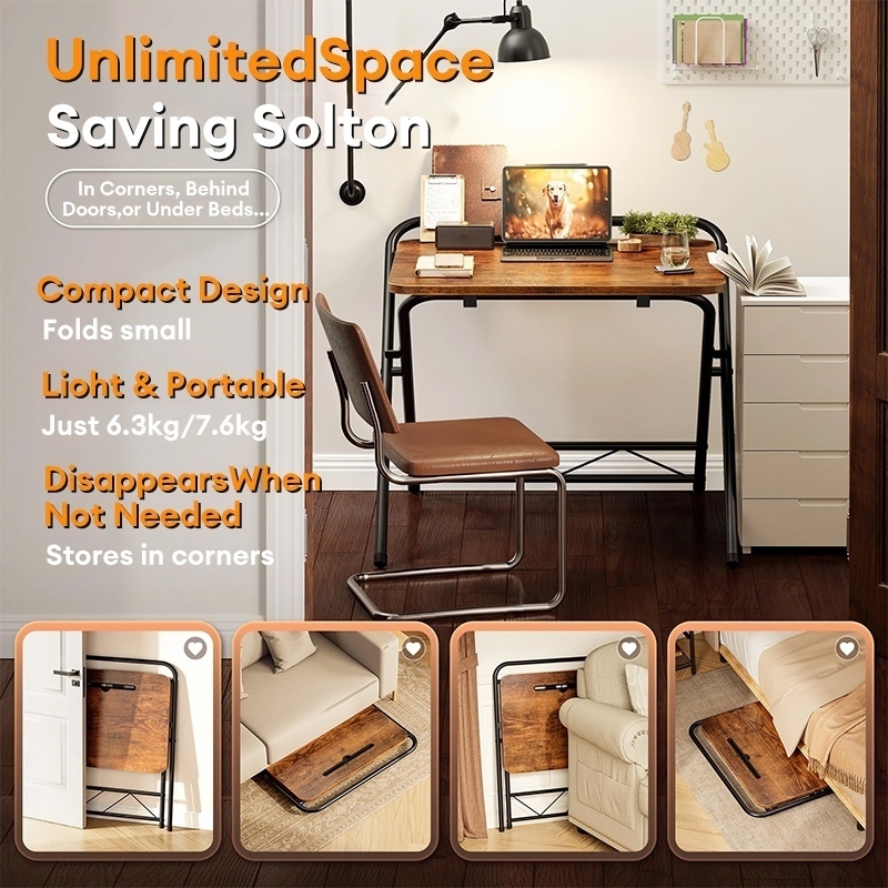 OS【Foldable】Student study table With Shelf Portable Computer Table ...