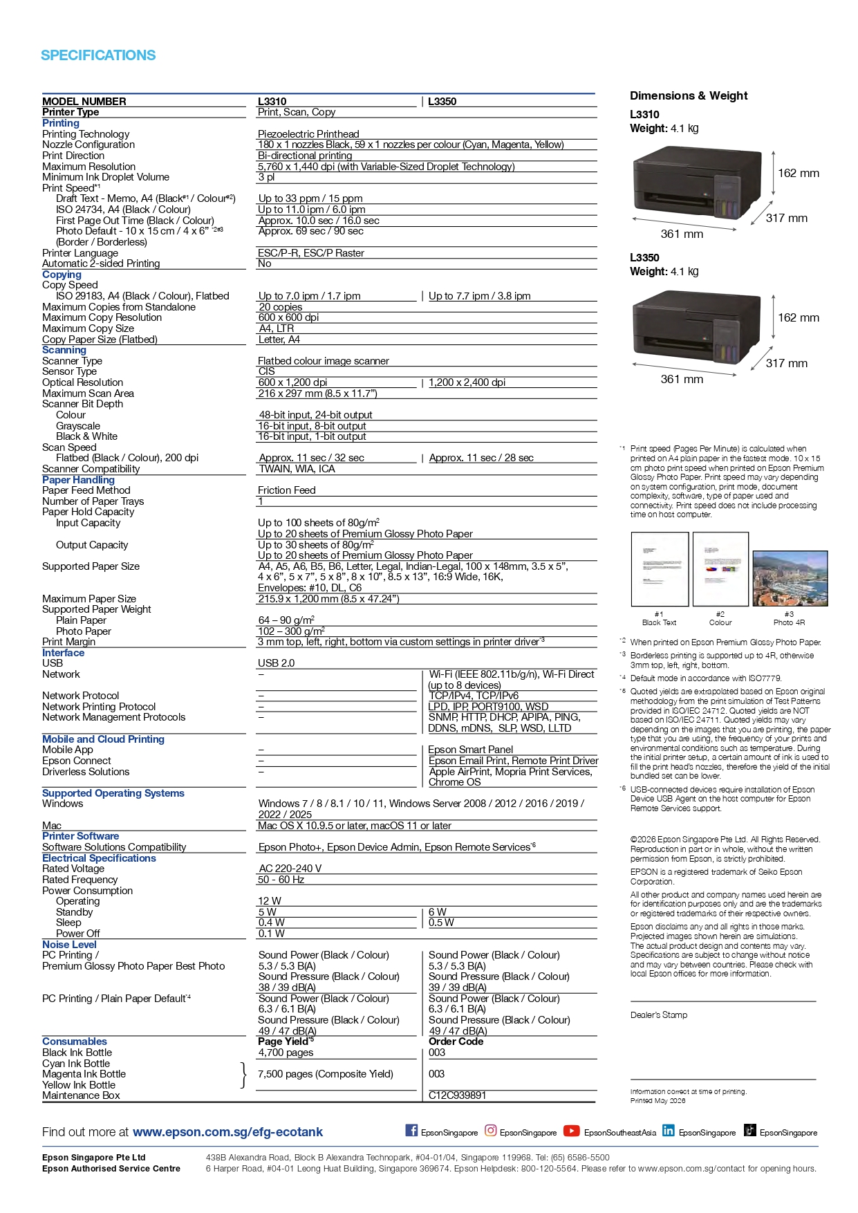 (New) Epson EcoTank L3350 All-in-One Printer | Print Scan Copy | WiFi ...