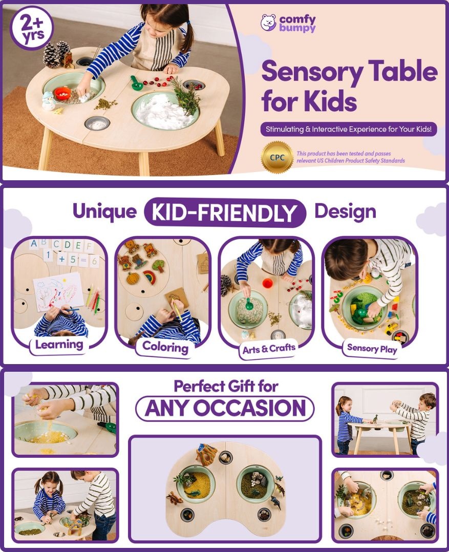 ComfyBumpy Sensory Table for Toddlers Multi-Function Activity Station ...