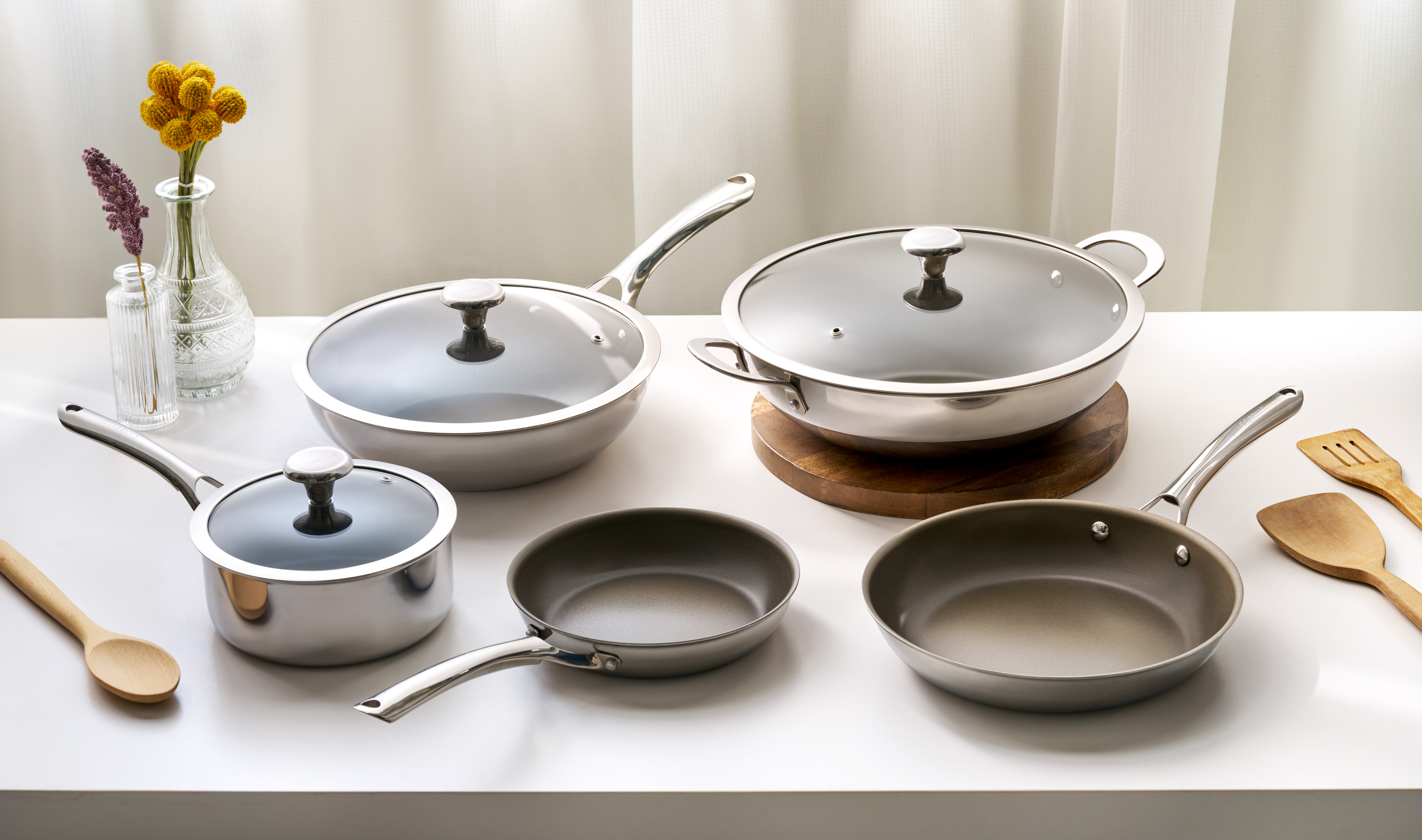 CORELLE DuraNano Wok Pan 28cm with lid | Shopee Singapore