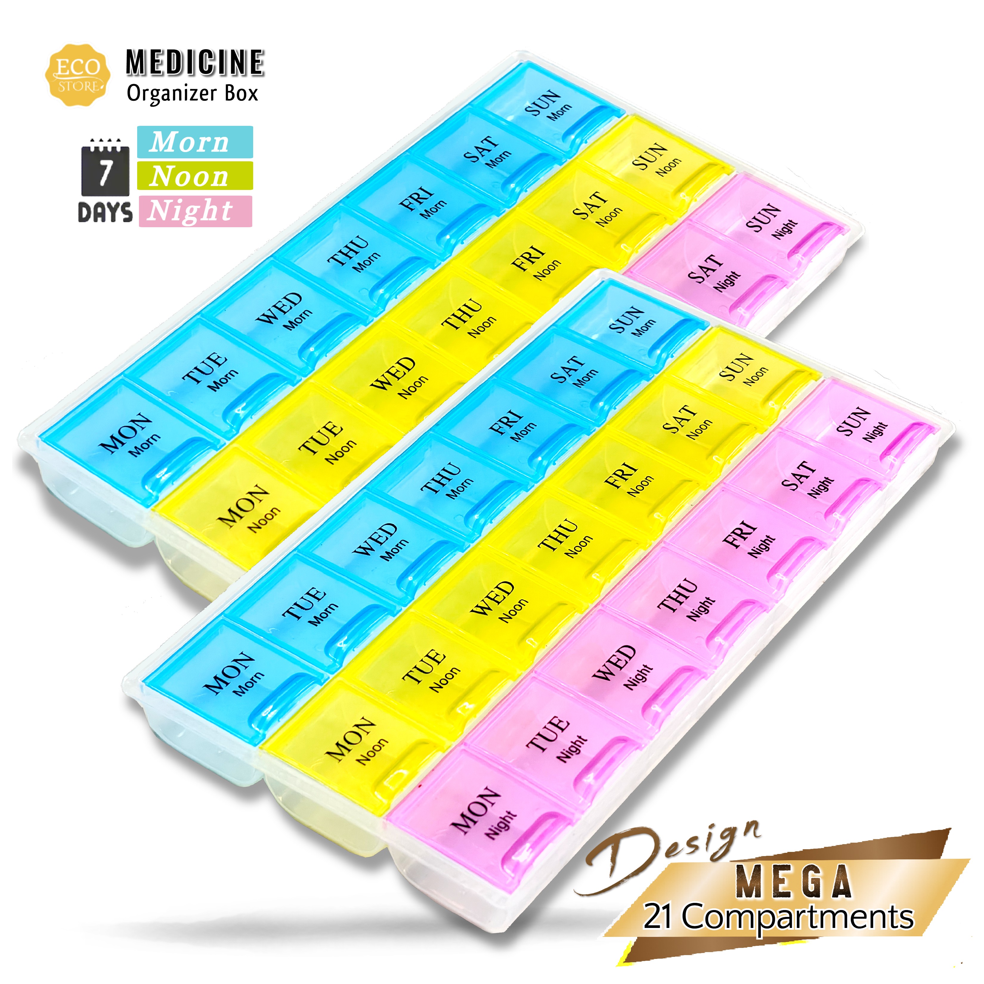Eco-Store [Capacious/Mega] Large Medicine Box Pill Organizer (21 ...