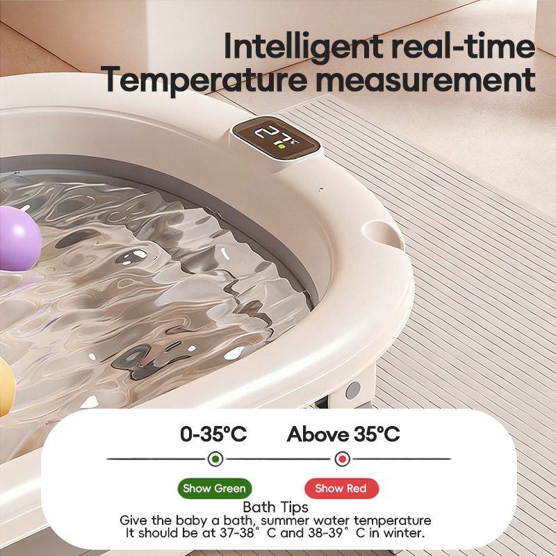 [NDD] Foldable Baby Bath Tub with Temperature Sensor Infant Shower ...