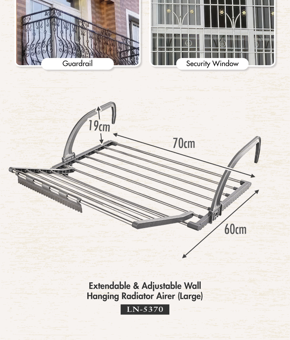 [HOUZE] Extendable and Adjustable Wall Hanging Radiator Airer (Large ...
