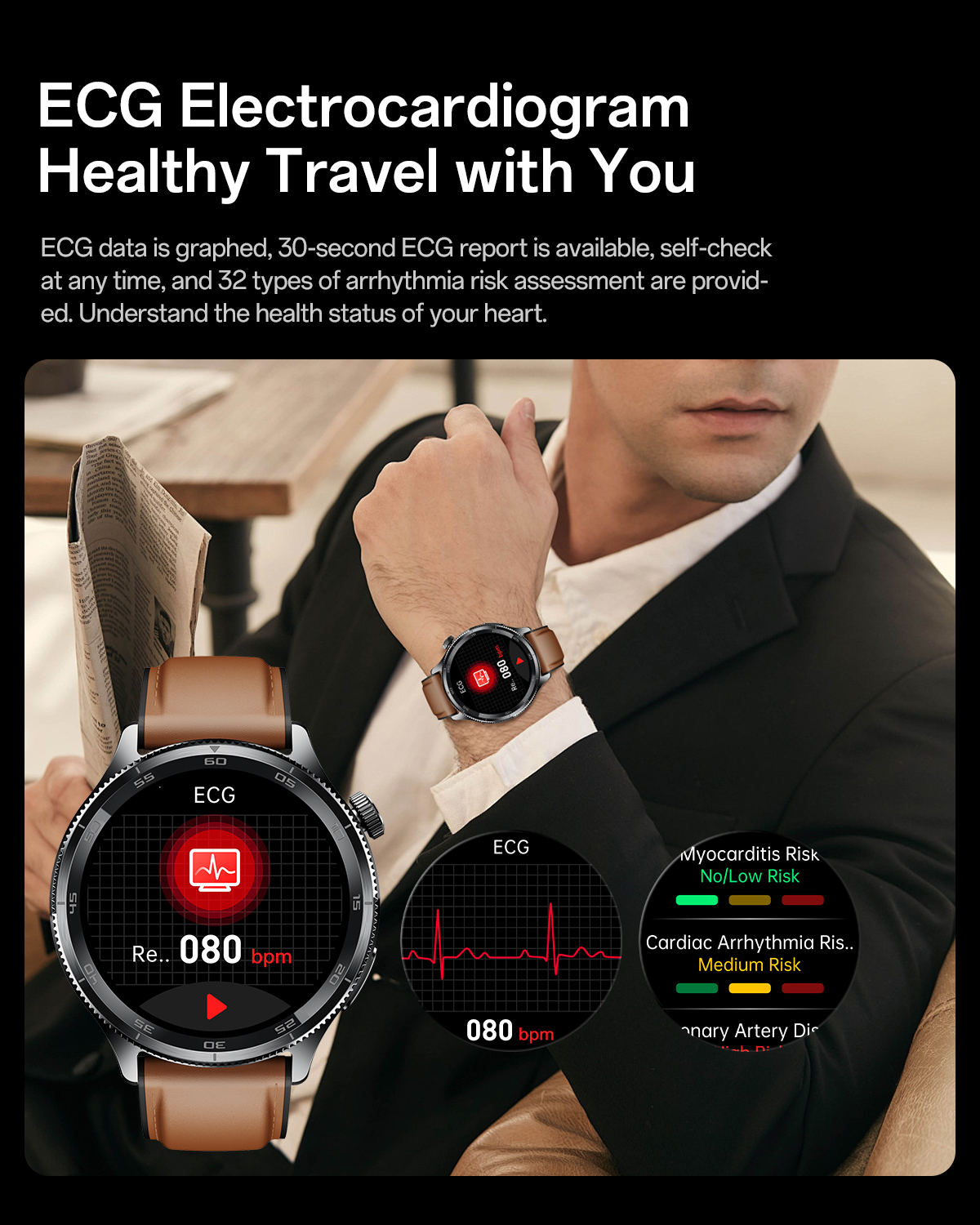 Aolon Pulse Smart Watch ECG HRV Blood Pressure Blood Glucose Body ...
