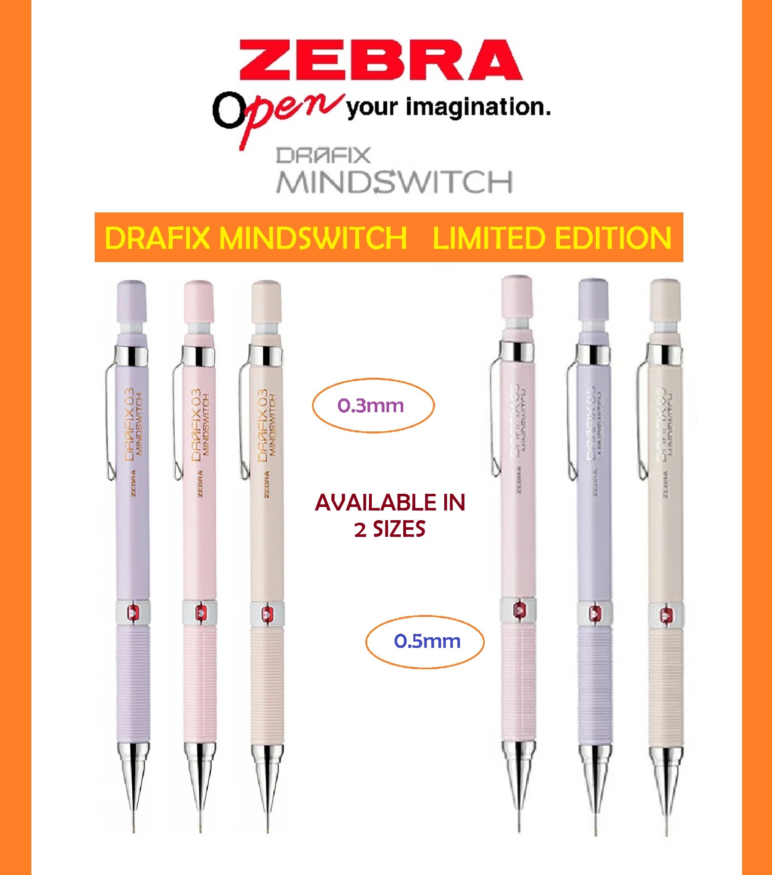 Zebra Limited Edition Mechanical Pencil Drafix Mind Switch 0.3mm and 0 ...